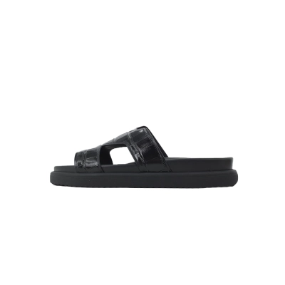 PK God Batch LOUIS VUITTON Oasis Mule Shoes Black Crocodile Leather 01