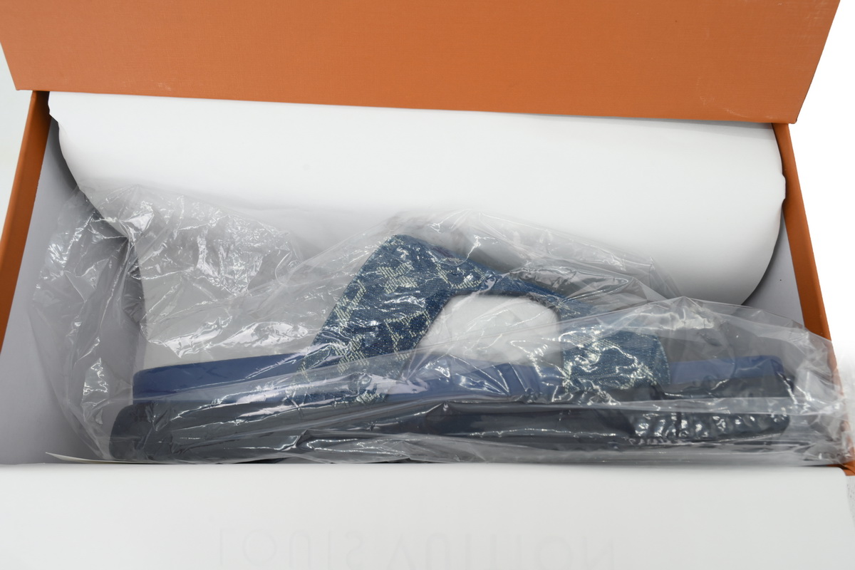 PK God Batch LOUIS VUITTON Oasis Mule Shoes Blue Denim Fabric
