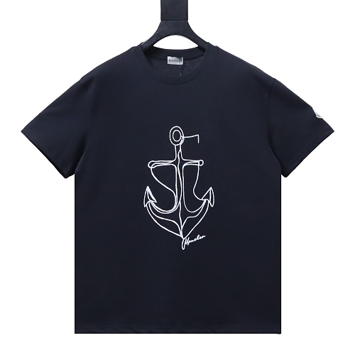 Moncler Embroidered Anchor Cotton T-Shirt Black
