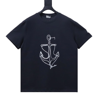  Moncler Embroidered Anchor Cotton T-Shirt Black 01