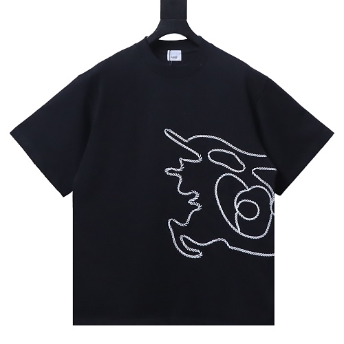 Burberry Relaxed Fit EKD Outline Stitch Cotton T-shirt Black