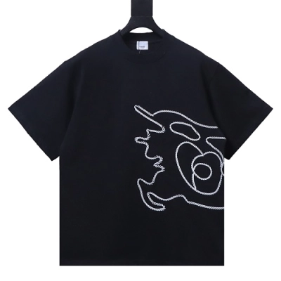 Burberry Relaxed Fit EKD Outline Stitch Cotton T-shirt Black 01