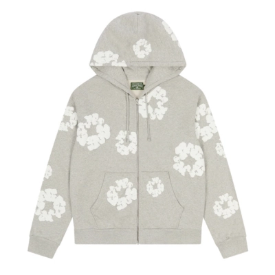 Denim Tears Cotton Wreath Zip Hoodie Gray 01