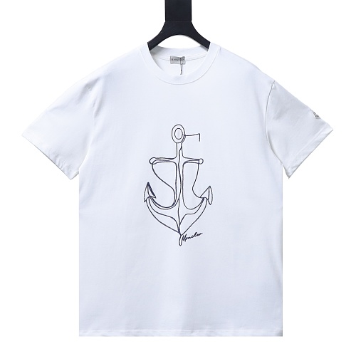 Moncler Embroidered Anchor Cotton T-Shirt White