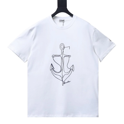 Moncler Embroidered Anchor Cotton T-Shirt White 01