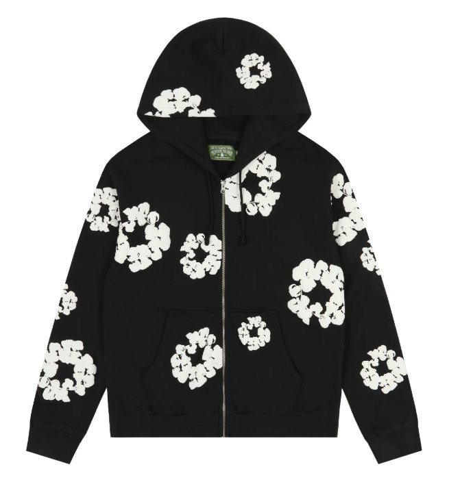 Denim Tears Cotton Wreath Zip Hoodie Black