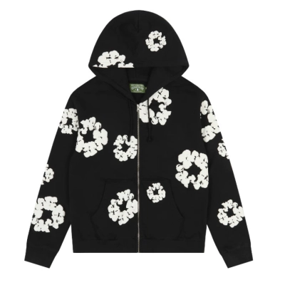 Denim Tears Cotton Wreath Zip Hoodie Black 01
