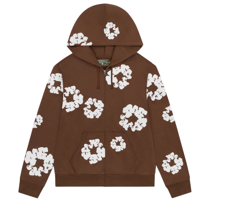 Denim Tears Cotton Wreath Zip Hoodie Brown