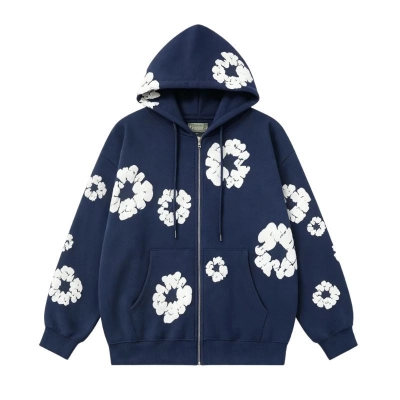 Denim Tears Cotton Wreath Zip Hoodie Navy Blue 01