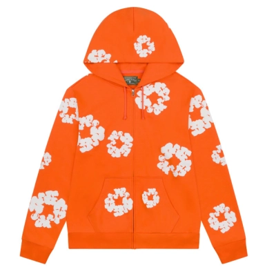 Denim Tears Cotton Wreath Zip Hoodie Orange 01