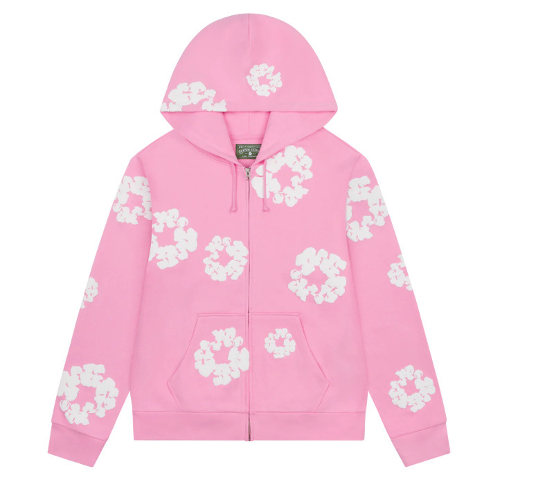 Denim Tears Cotton Wreath Zip Hoodie Pink