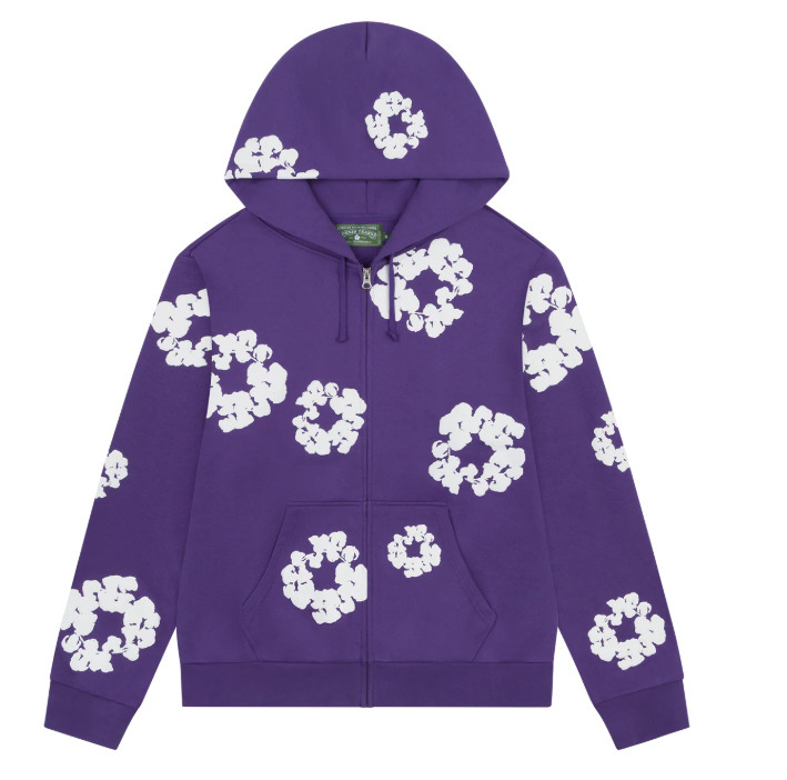 Denim Tears Cotton Wreath Zip Hoodie Purple