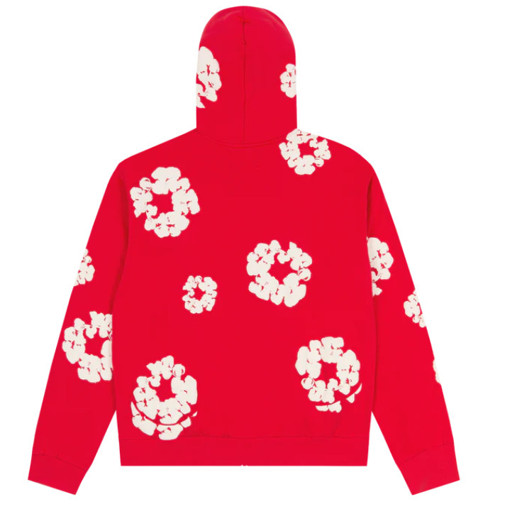 Denim Tears Cotton Wreath Zip Hoodie Red