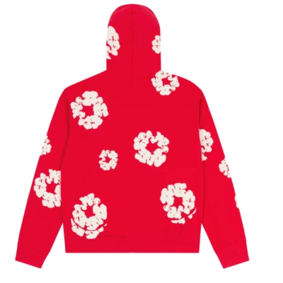 Denim Tears Cotton Wreath Zip Hoodie Red 02