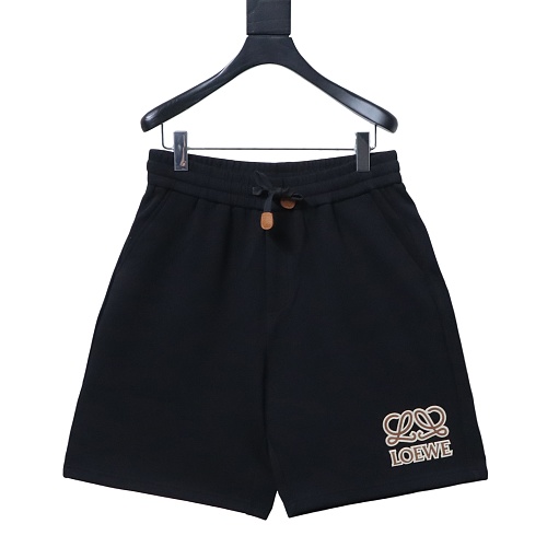  Loewe Anagram Embroidered Cotton Jersey Drawstring Shorts Black