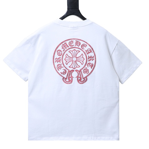 Chrome Hearts Red Horseshoe Logo Short Sleeve T-Shirt White