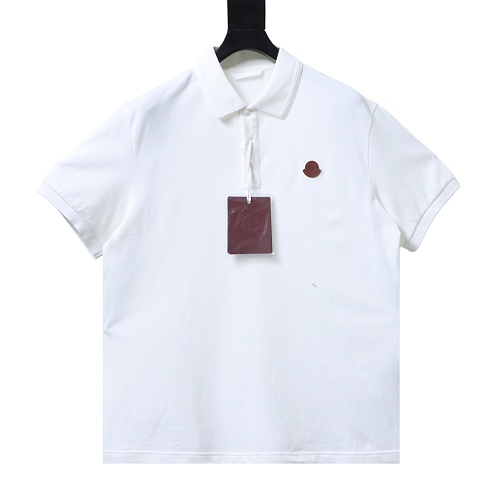 Moncler Logo Cotton Piquet Polo Shirt White