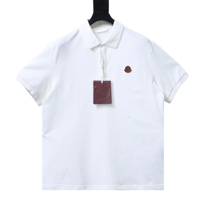 Moncler Logo Cotton Piquet Polo Shirt White 01