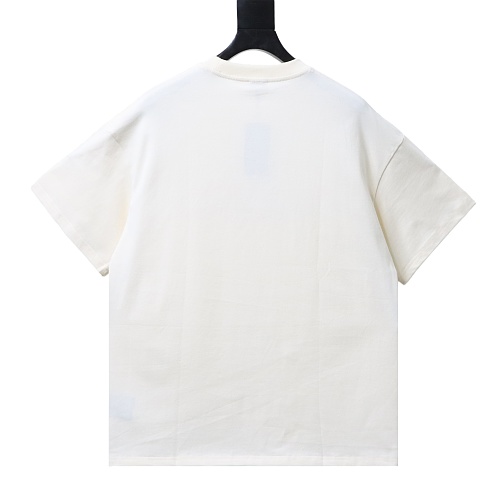 Saint Laurent Script Logo Leopard Embroidery Crew-Neck T-Shirt apricot