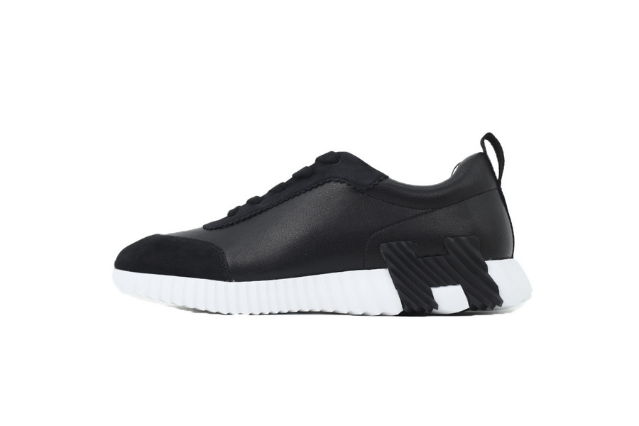 HERMES Bouncing Black and White Leather Surface