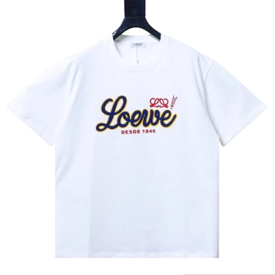 Loewe Heritage Script Embroidered Cotton Tee White 01