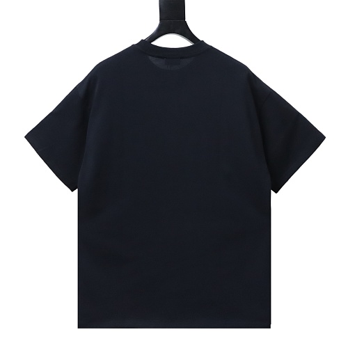 Saint Laurent Script Logo Leopard Embroidery Crew-Neck T-Shirt Black