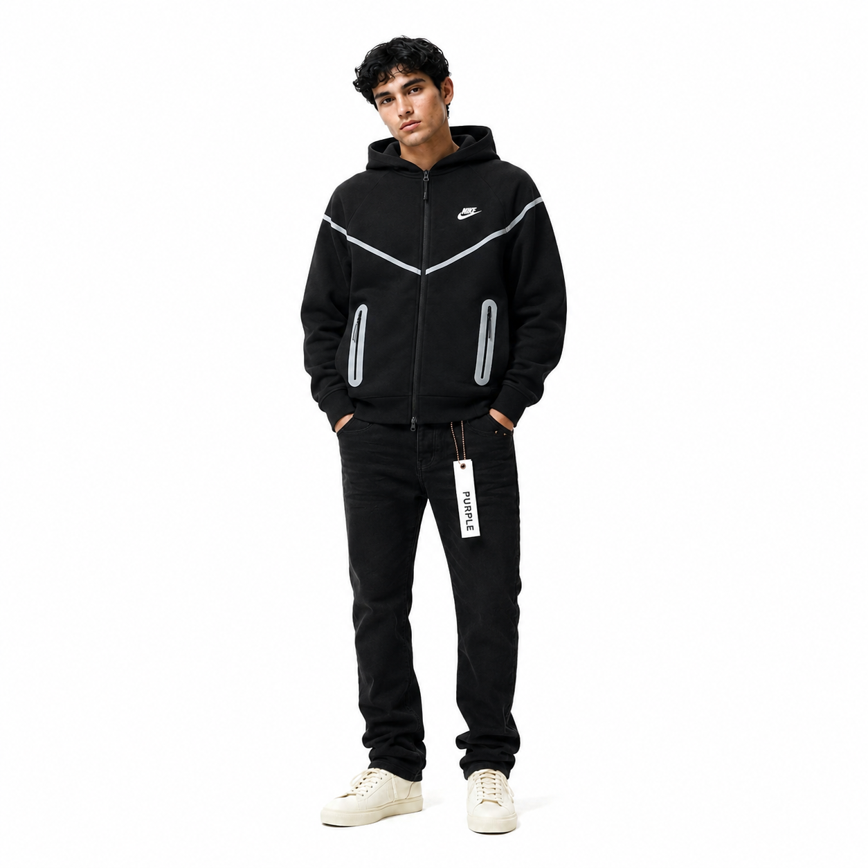 Nike Sportswear Zip Windrunner Hoodie+Purple Brand Fashion Men Jeans 4
