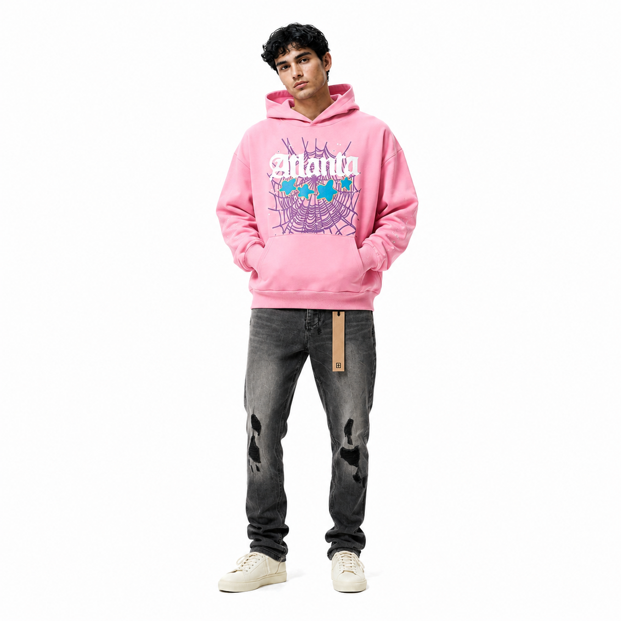 Sp5der Atlanta Hoodie 'Pink'+Ksubi Jeans PK 3003