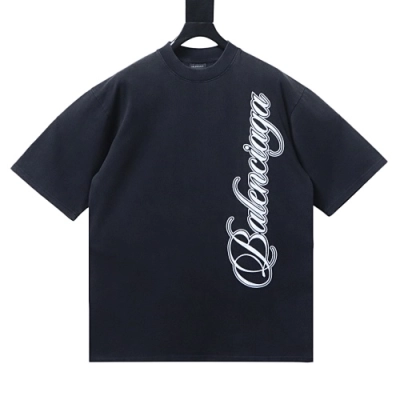 Balenciaga Cursive Medium Fit T-shirt Black 01
