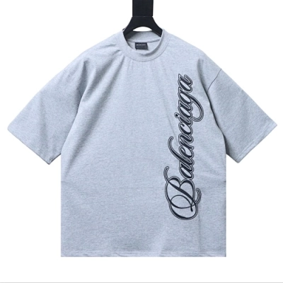 Balenciaga Cursive Medium Fit T-shirt Grey 01