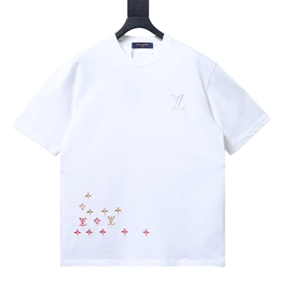 Louis Vuitton Embroidered Signature Short-Sleeved T-Shirt White 01