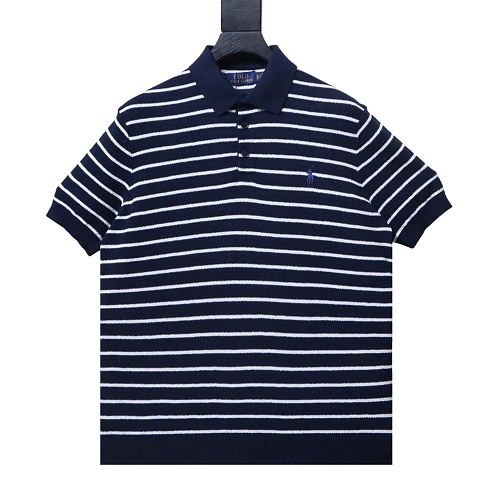 Ralph Lauren Men's Striped Cotton Knit Polo Shirt Black