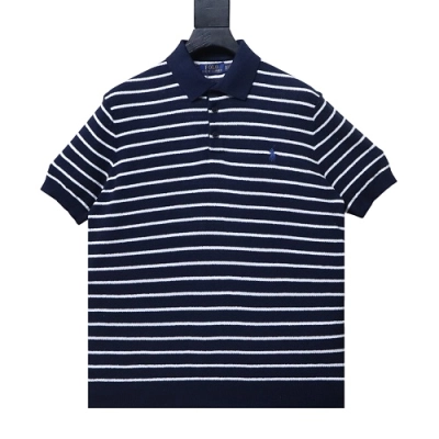 Ralph Lauren Men's Striped Cotton Knit Polo Shirt Black 01