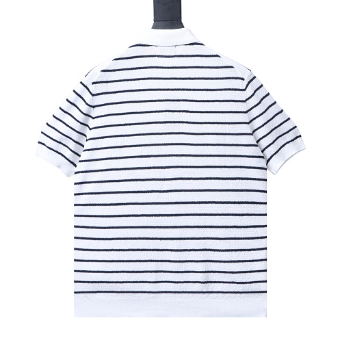 Ralph Lauren Men's Striped Cotton Knit Polo Shirt White