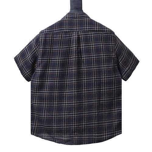 Chrome Hearts Zip Up Flannel Check Short Sleeve Shirt