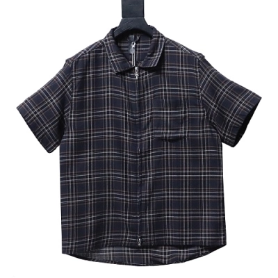Chrome Hearts Zip Up Flannel Check Short Sleeve Shirt 01