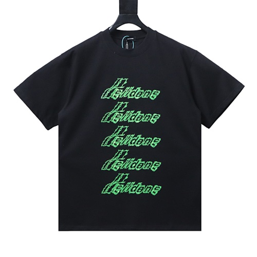 WE11DONE Neon Green Repeated Logo T-Shirt