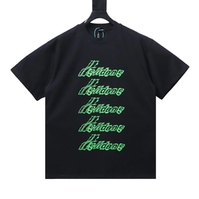 WE11DONE Neon Green Repeated Logo T-Shirt 01