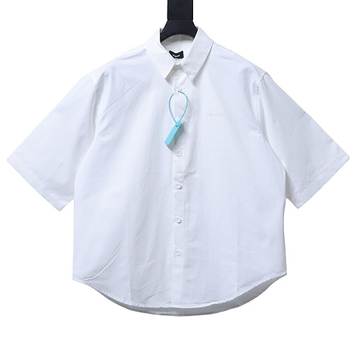 WE11DONE Oversized Short Sleeve Shirt with Multicolor Graffiti Logo Print White