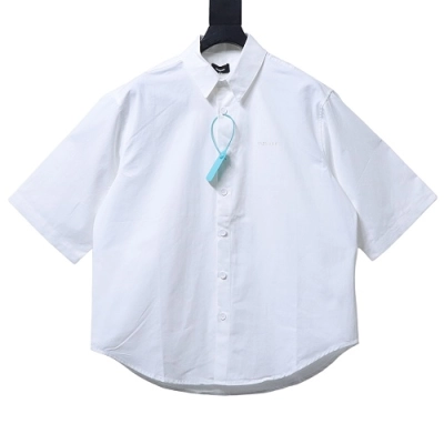 WE11DONE Oversized Short Sleeve Shirt with Multicolor Graffiti Logo Print White 01