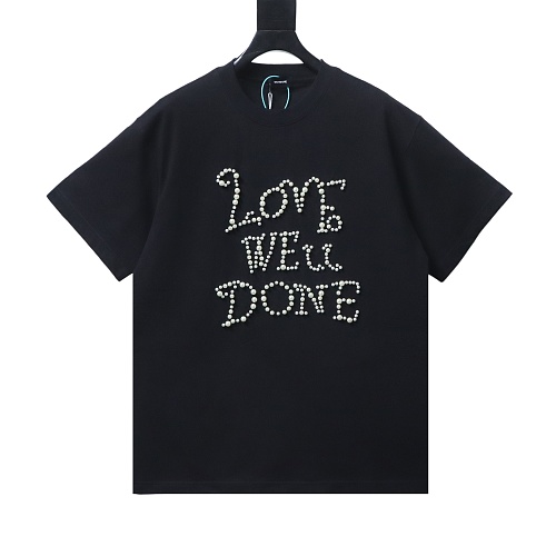 WE11DONE Rhinestone Slogan Tee