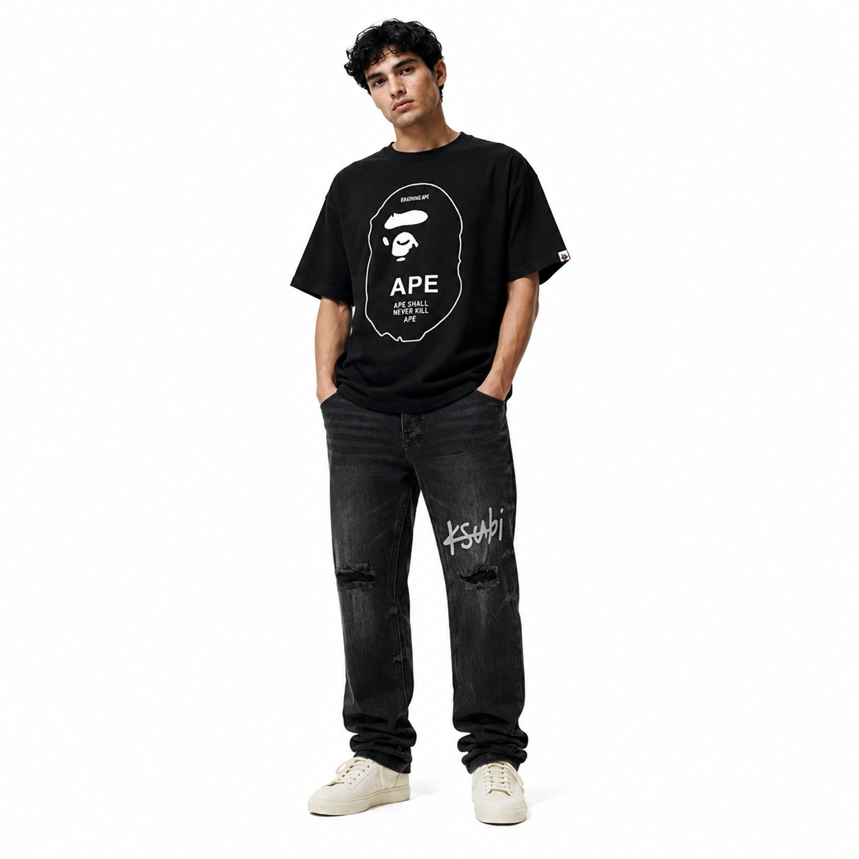 BAPE T-Shirt -#035+Ksubi Jean #9012