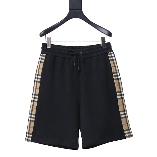Burberry Check Trim Cotton Blend Shorts Black