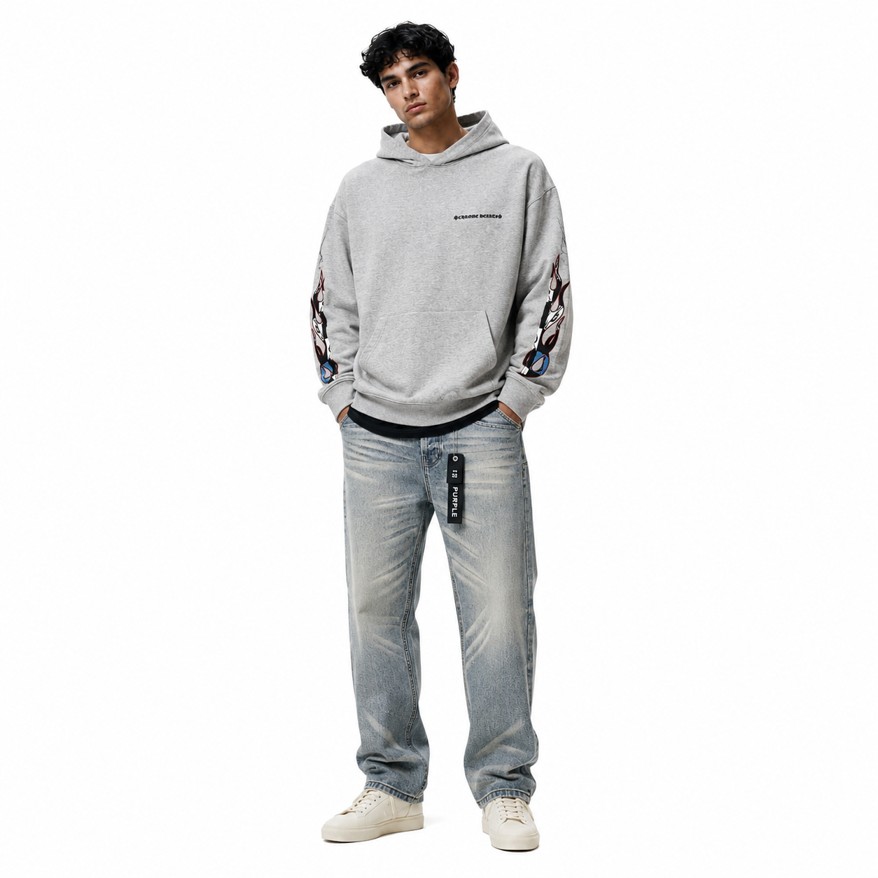Chrome Hearts Matty Boy Brain Hoodie Heather Grey+Purple Brand Jeans -816#