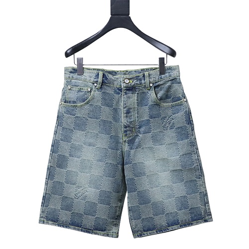 Louis Vuitton Damier 3D Light Denim Shorts 1AHVDS