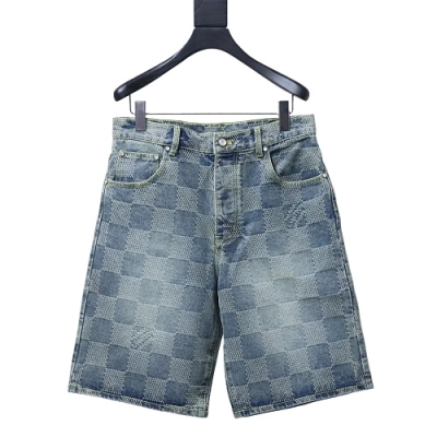 Louis Vuitton Damier 3D Light Denim Shorts 1AHVDS 01