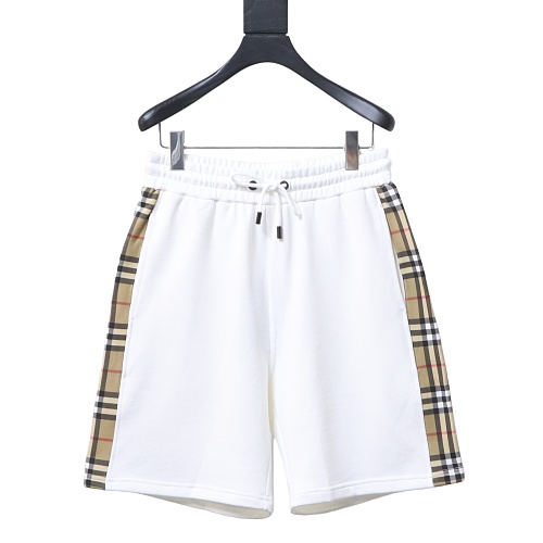 Burberry Check Trim Cotton Blend Shorts White
