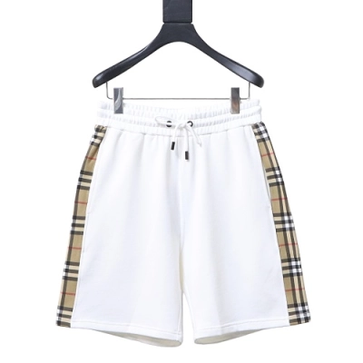 Burberry Check Trim Cotton Blend Shorts White 01