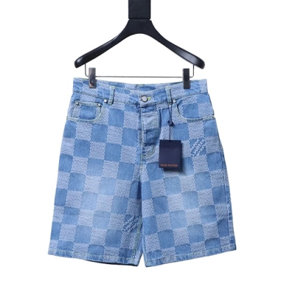 Louis Vuitton Damier 3D Light Denim Shorts  01