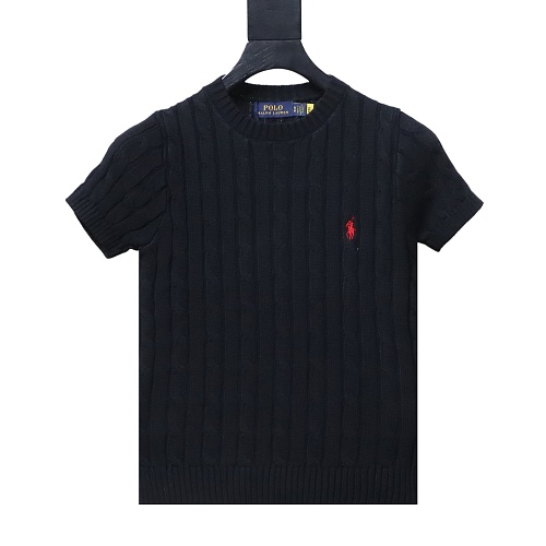 Ralph Lauren Cable-Knit Cotton Short-Sleeve Sweater Black